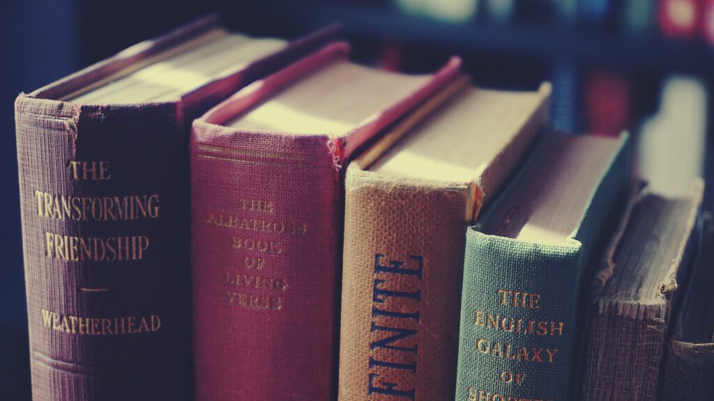 closeup photo of assorted title books